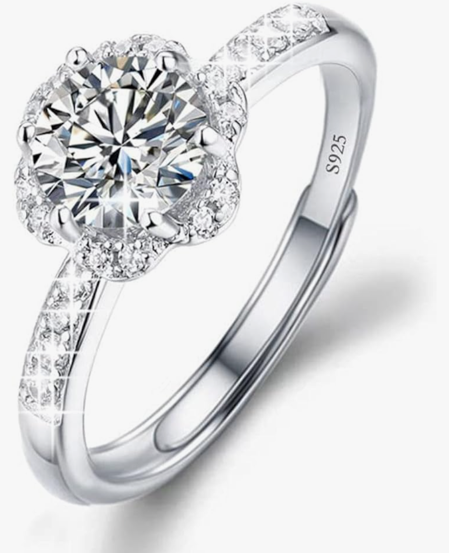 Silver 925 Floral Clust Adjustable Banded Design Ring