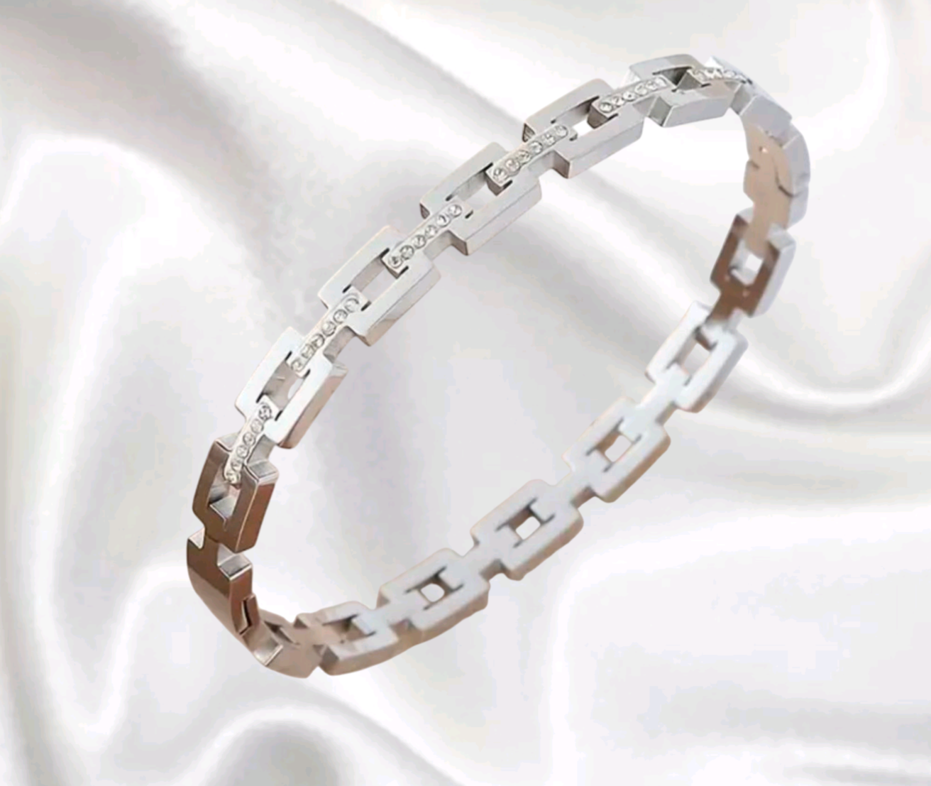 Stainless Steel square lock Bangle- Available In silver and Gold