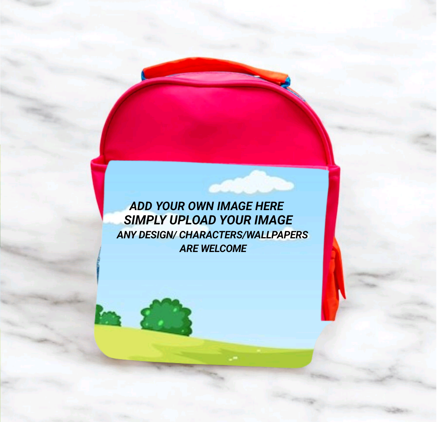 Children's Personalized Large Neon Pink And Orange Backpack- Personalized With Any Image