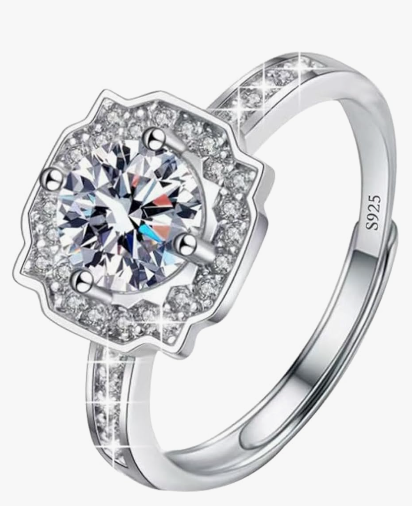 Silver cluster 925 Adjustable Banded Design Ring