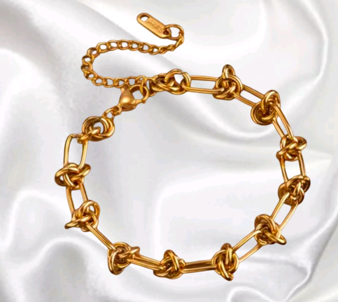 Stainless Steel Gold Lock Chain Bracelet