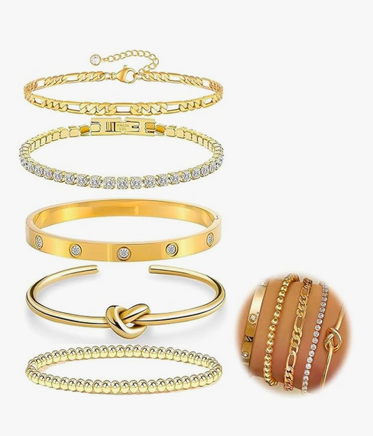 5 Pc Golden Bangle Set