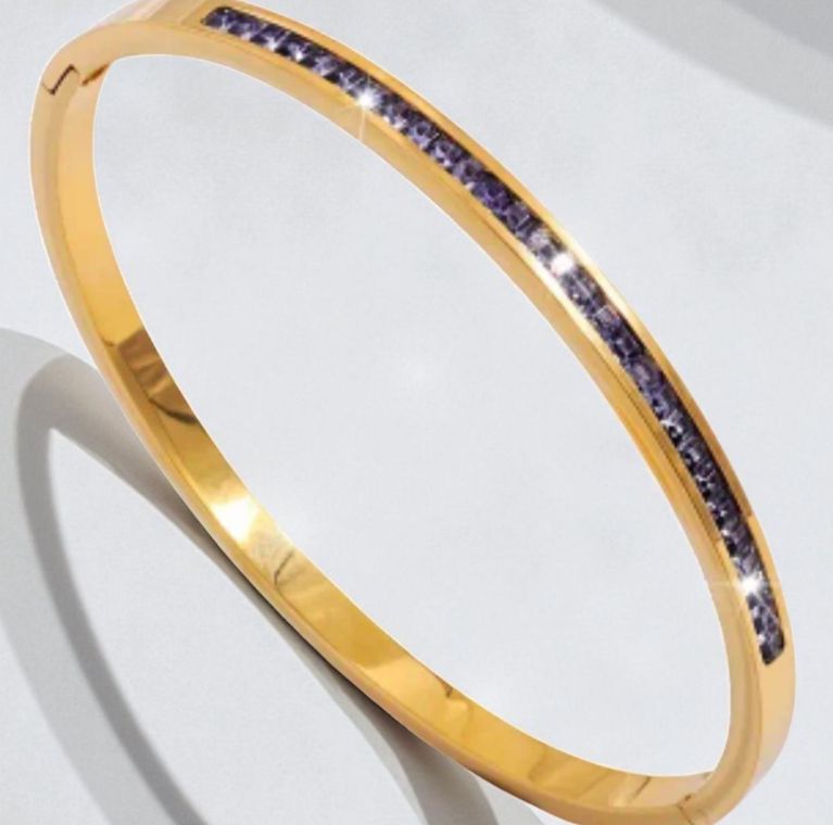 Crystal Lined 18K plated stainless steel lined bracelet.