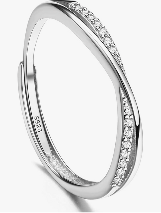 Silver 925 Thin Adjustable Banded Design Ring