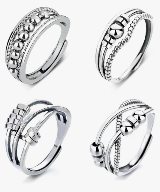 4 Anxiety Relife Adjustable Band Rings