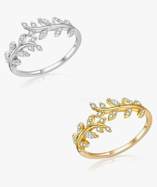 Duo Silver and Gold Adjustable Band Vine Rings