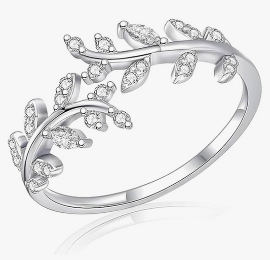Silver 925 Vine Adjustable Banded Design Ring