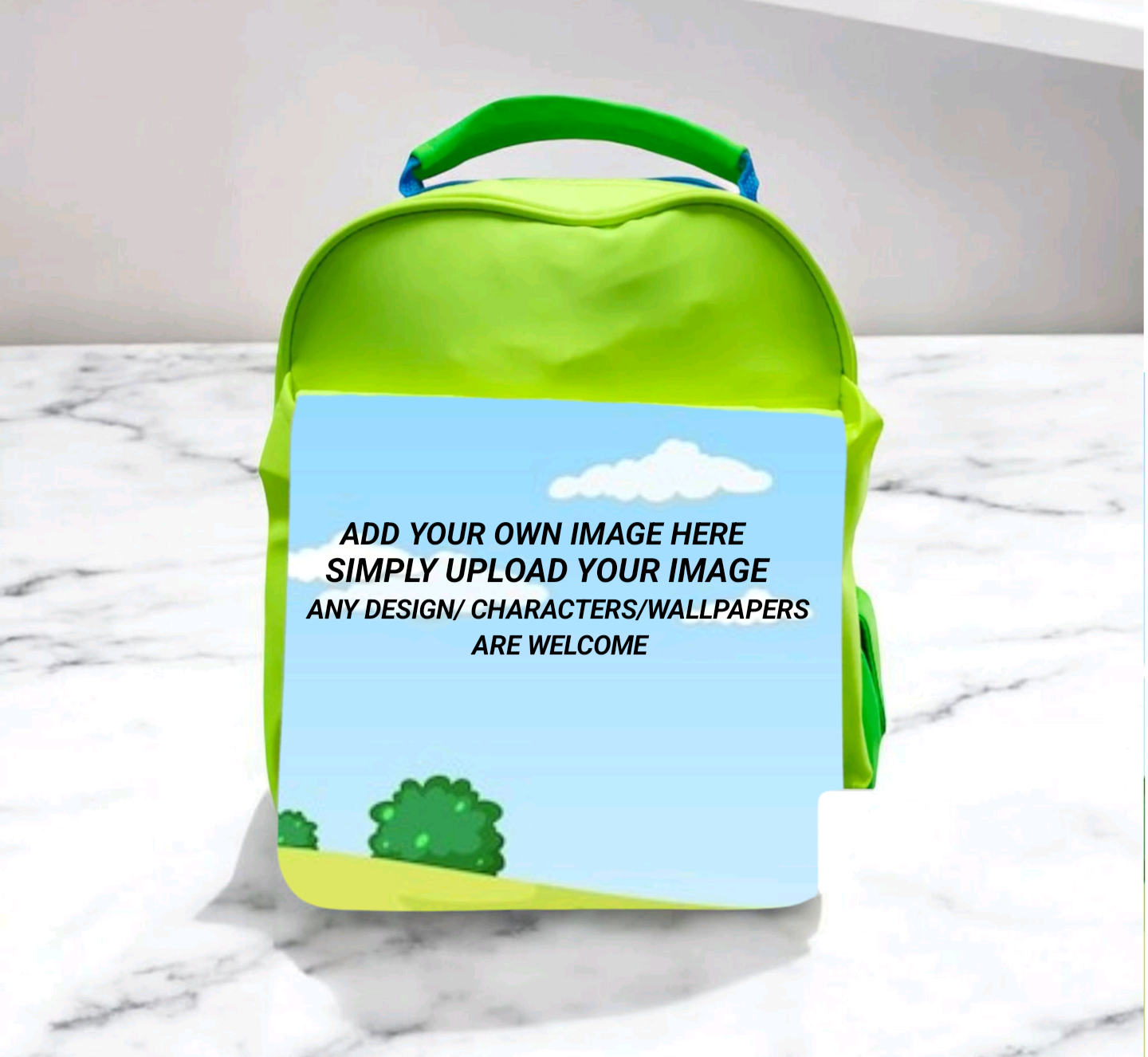 Children's Personalized Large Neon Green Backpack- Personalized With Any Image