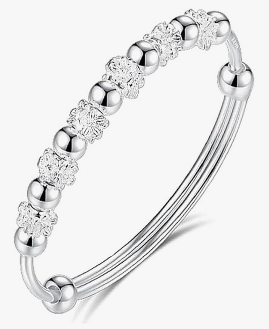 925 Silver Bangle Adjustable Anxiety Spinning bracelet