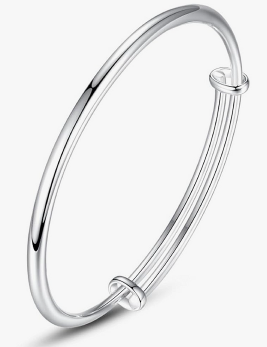 Sterling Silver Bangle Adjustable Silver Plated