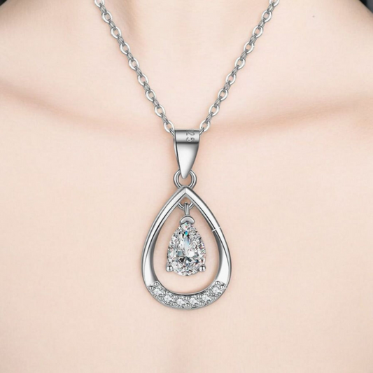 925 Necklace - Silver Clear Pendant