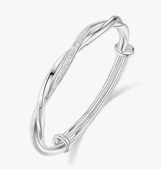 Sterling Silver Bangle Adjustable Bracelet