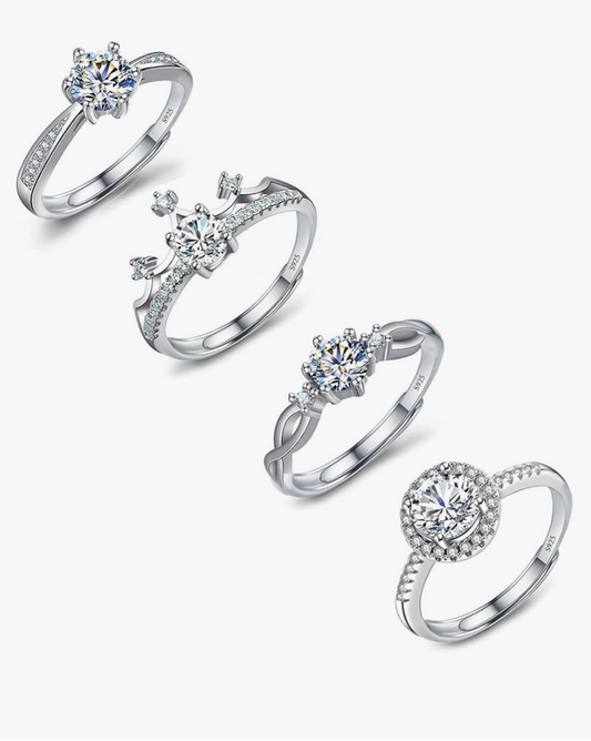 4 Silver 925 adjustable banded rings