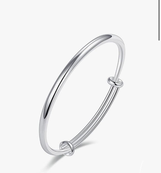 Sterling Silver Bangle Adjustable Bracelet