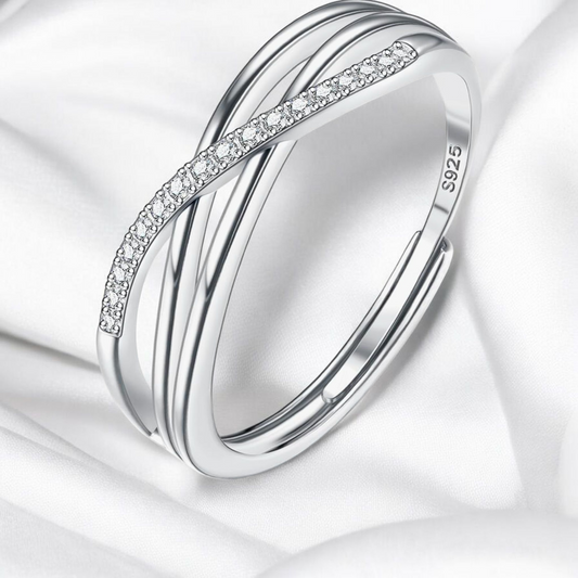 Silver 925 Adjustable Banded Design Ring