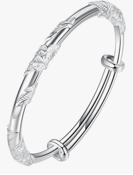 Sterling Silver Bangle Adjustable Bracelet