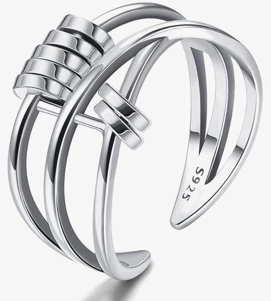 925 Sophia Adjustable Anxiety Spinning Ring Design Ring