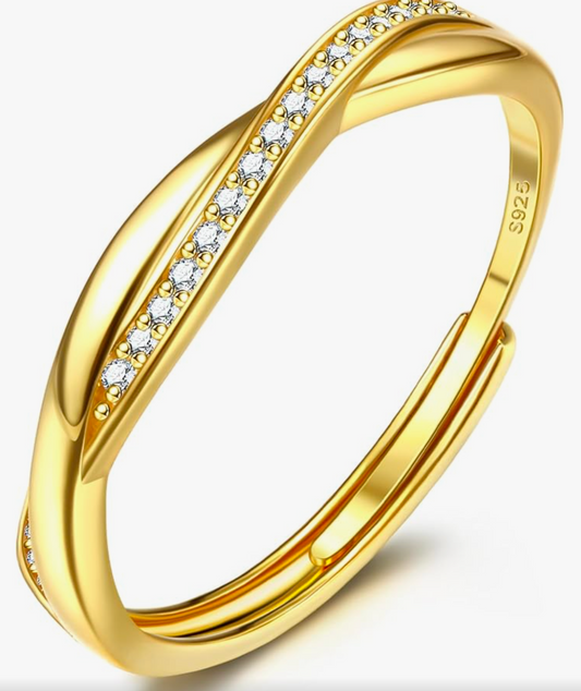925 Gold Adjustable Banded  Ring