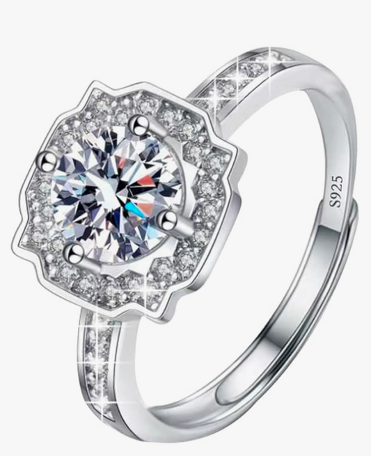 Silver cluster  925 Adjustable Banded Design Ring