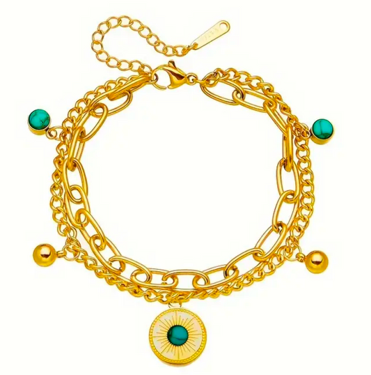 Stainless Steel Gold Lock Chain Bracelet