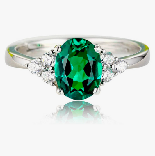 Silver 'Potion Green' adjustable Band Ring