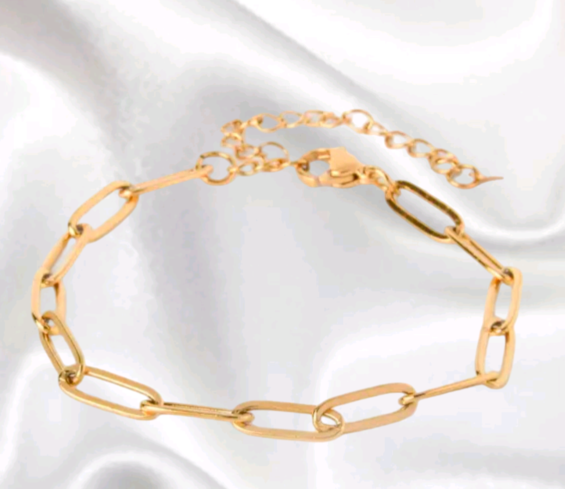 Adjustable Link 'Linda' vintage Inspired Bracelet, Gold Titanium/Stainless Steel