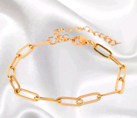 Adjustable Link 'Linda' vintage Inspired Bracelet, Gold Titanium/Stainless Steel