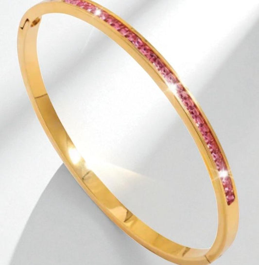 Crystal Lined 18K plated stainless steel lined bracelet.
